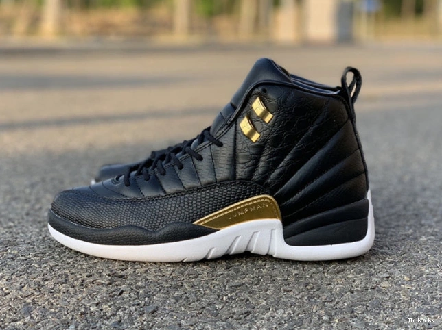 Rep TBK Retro AO6068-007 'Reptile' Black Air Gold-White Jordan 12 Metallic 0731
